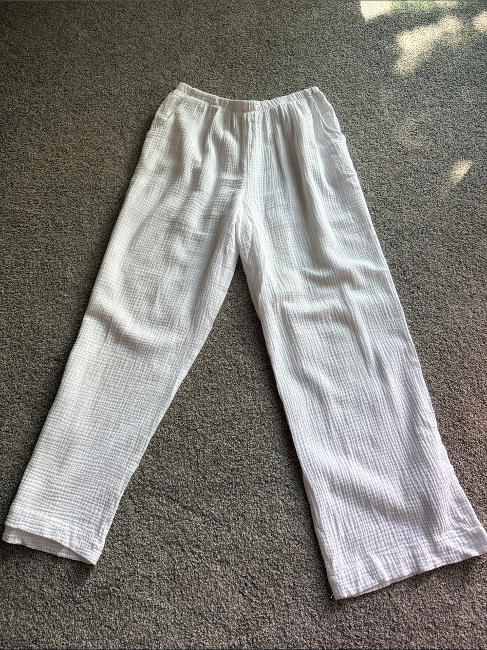 Ladies Lightweight White Linen Cotton Gauze Pants
